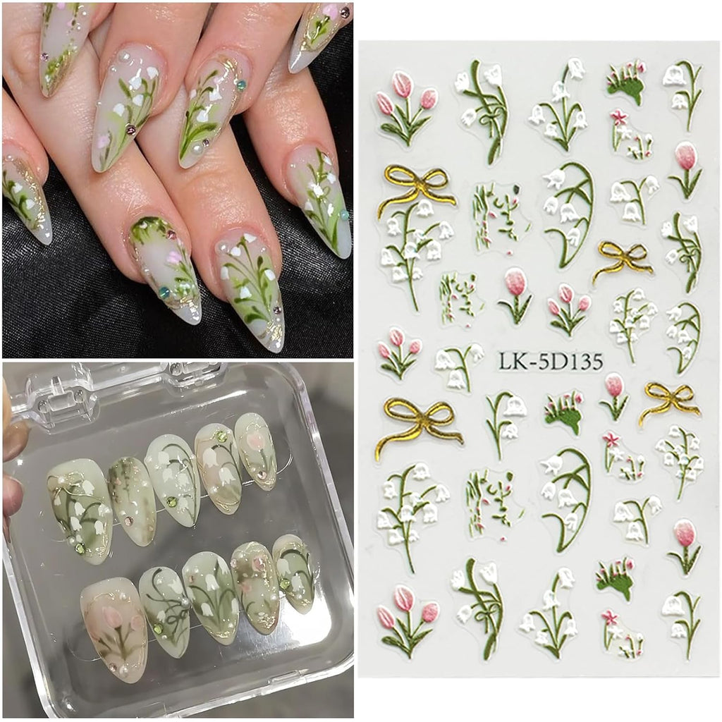 Flower Nail Art Stickers Decals Colorful Nail Decals for Women