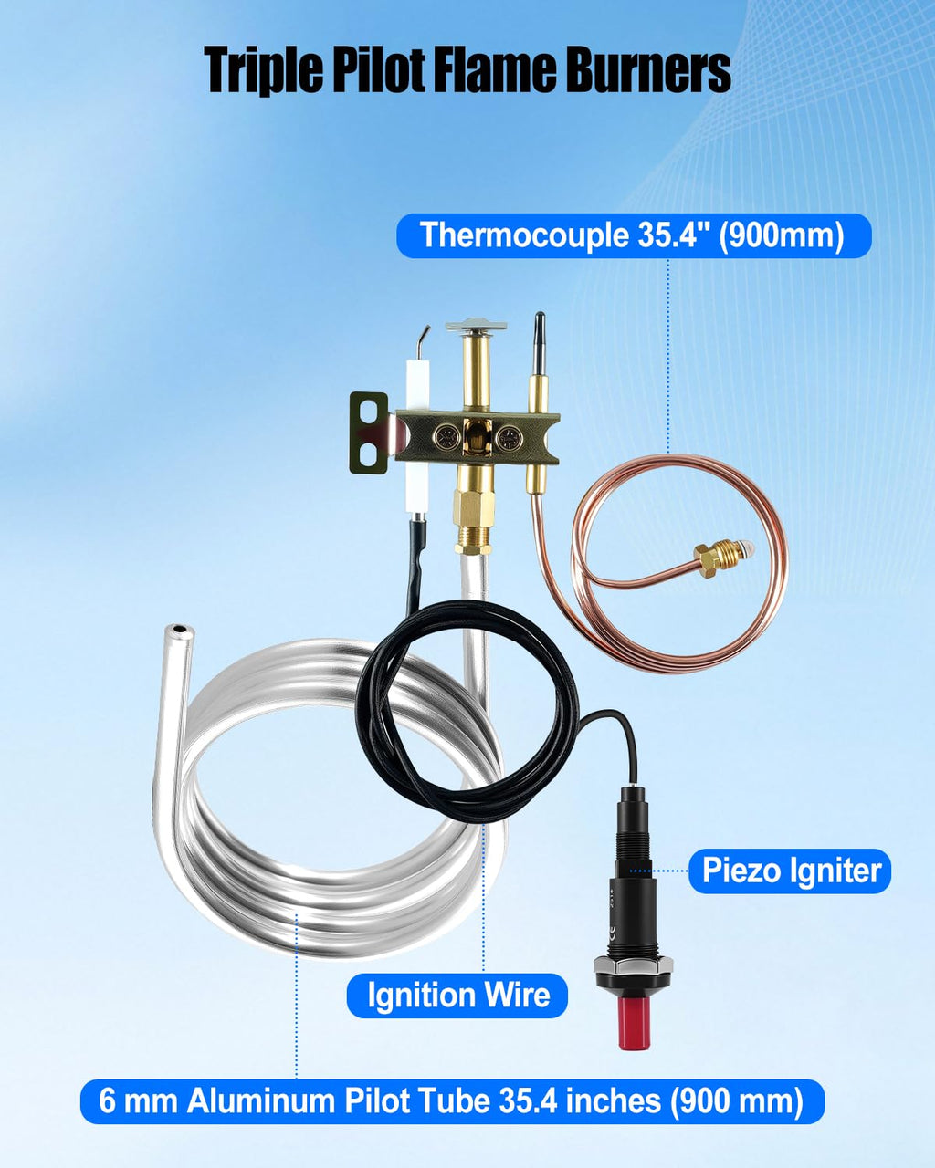 GUXPCH LP Gas Fire Pit Safety Control Valve Kit with Pilot Burner