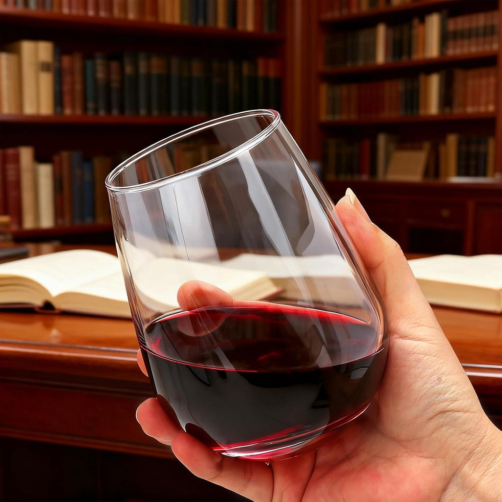Stemless Wine Glasses Set of 12,16oz Crystal Red Wine Glass