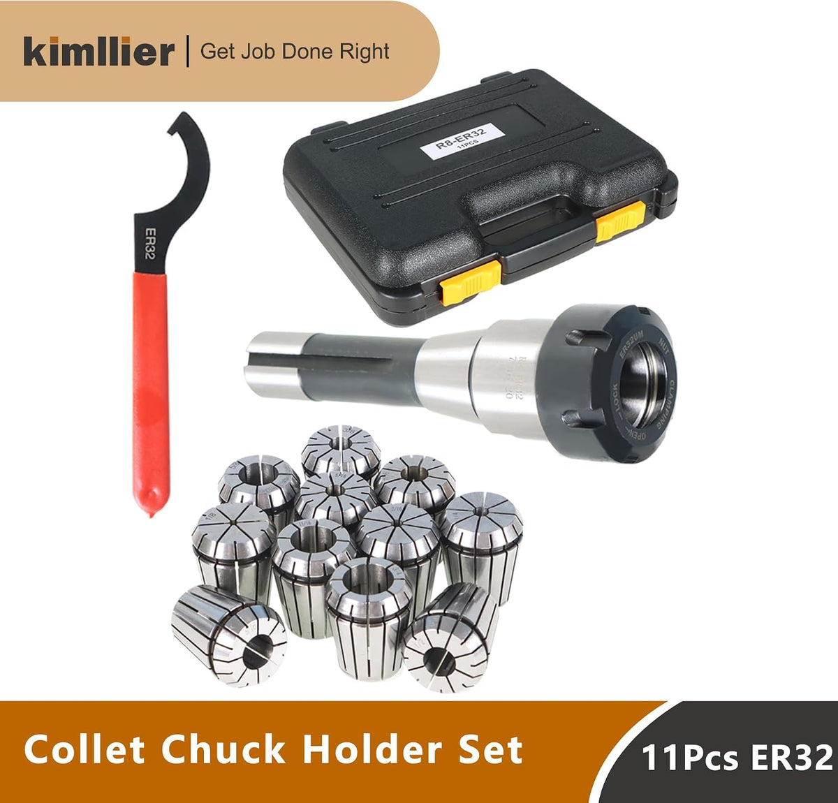 kimllier ER32 R8 Collet Chuck Holder Set with ER32 Collet Set and Wrench