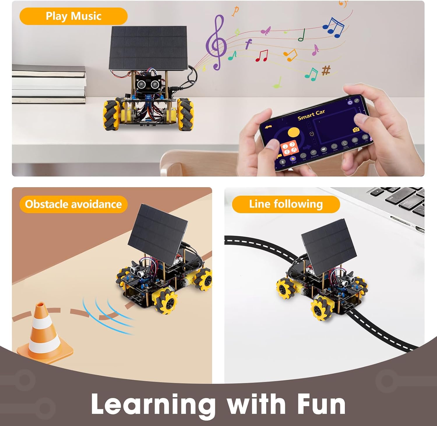 Robotics Kit for Kids Ages 8–12,ACEBOTT STEM Robot Car with Solar Powered,Compatible with Arduino & Scratch,STEM Toys