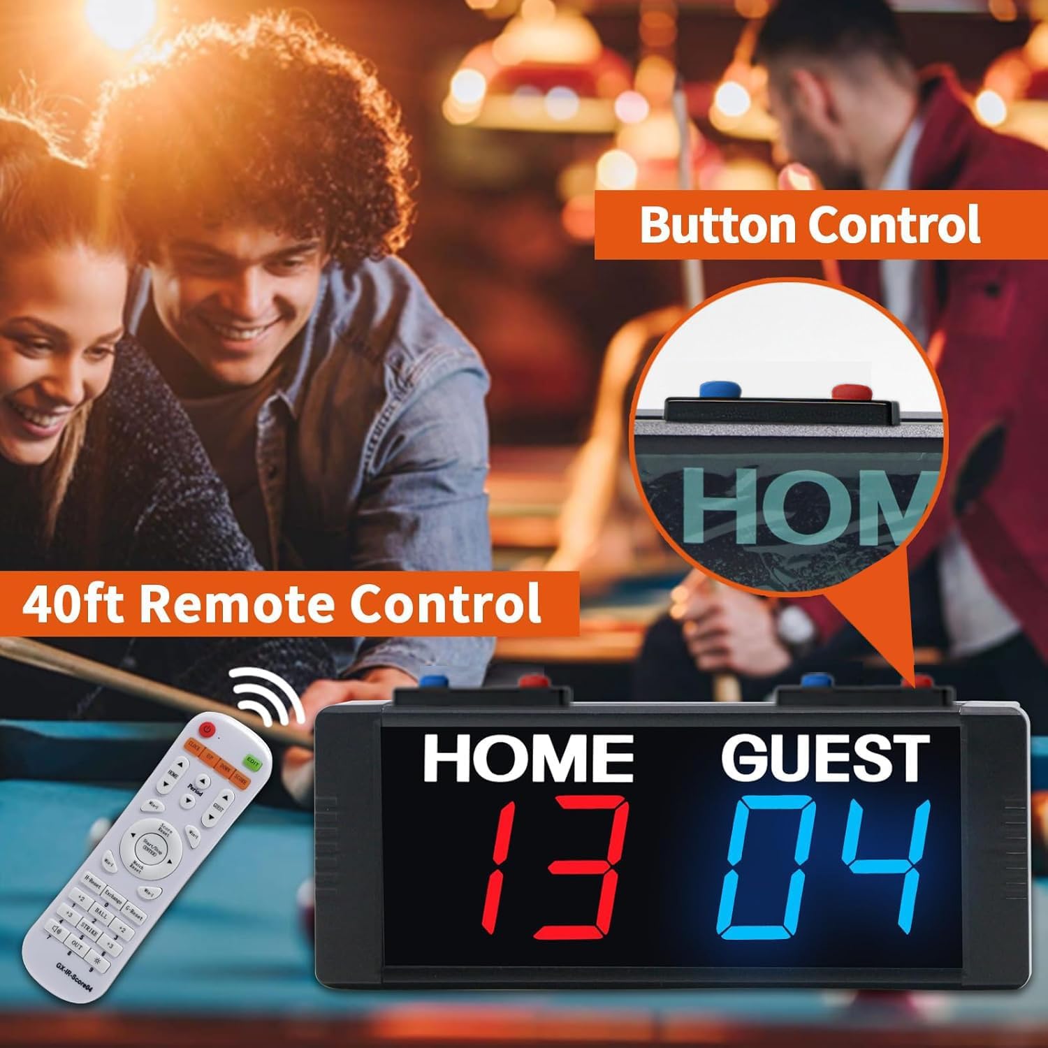Battery Powered Scoreboard Clock Timer with Buttons, Portable Digital Scoreboard with Remote, Electronic Scoreboard