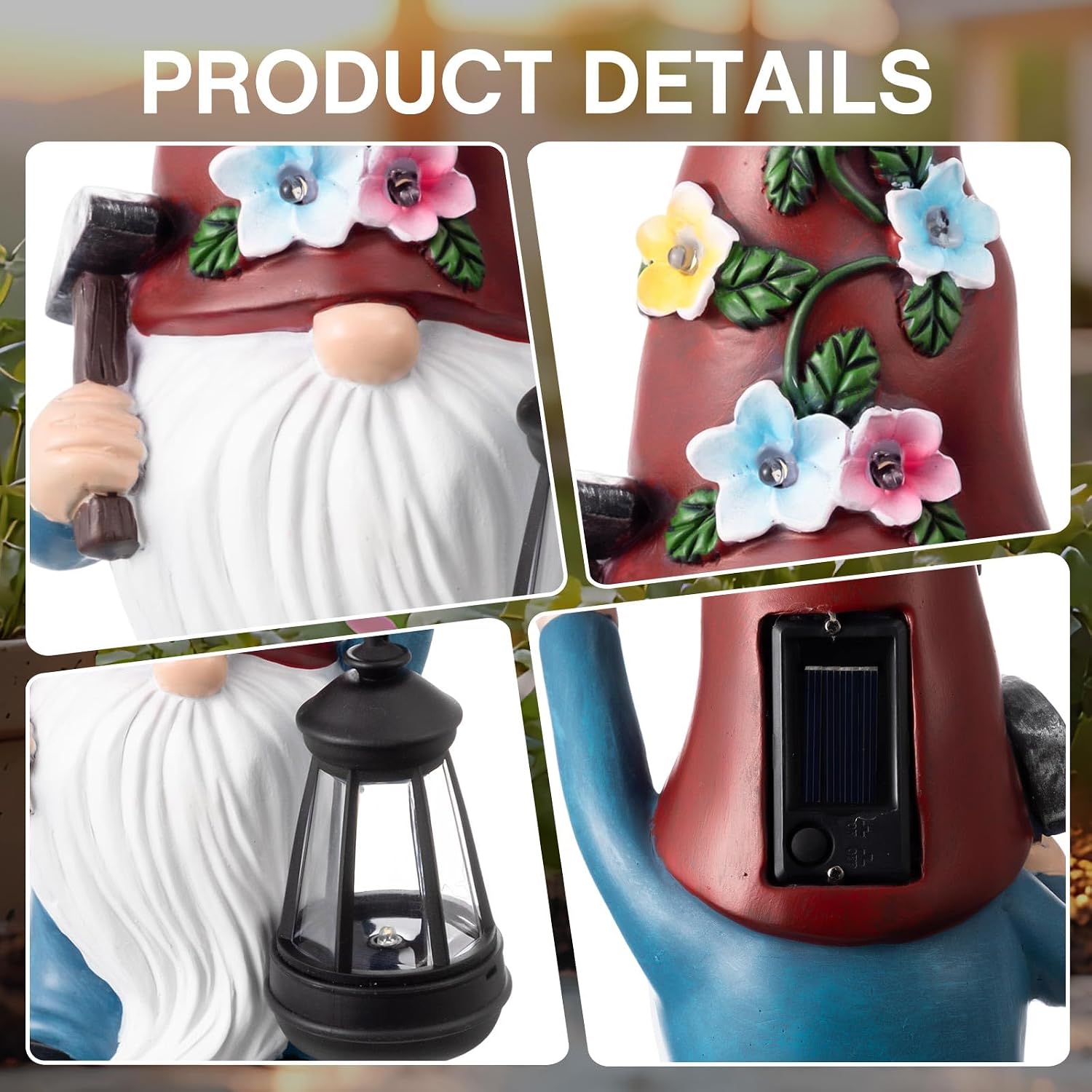 Gnome Hide a Key Outside Figurine Key Hider with Solar Light Yard | Resin Waterproof Garden Statue, Hidden Spare Key