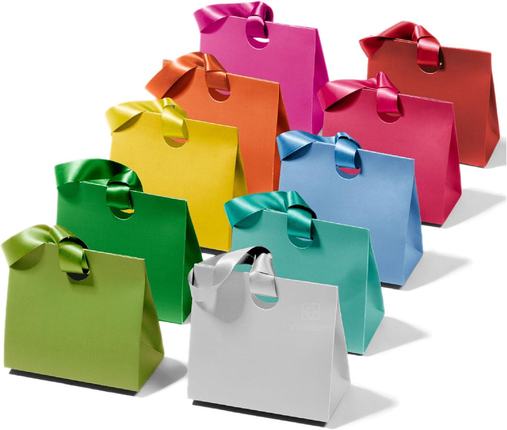 Paper Gift Bags With Ribbon Handles Small Assorted Bulk Pack