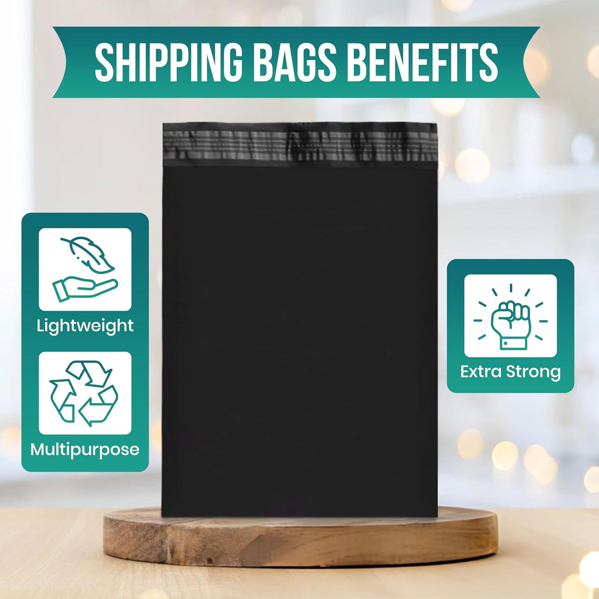 #4 10x13 [2000 Pack] Black Poly Mailers Shipping Bags, Strong Mailing Envelopes, Multipurpose Mailers, Waterproof &