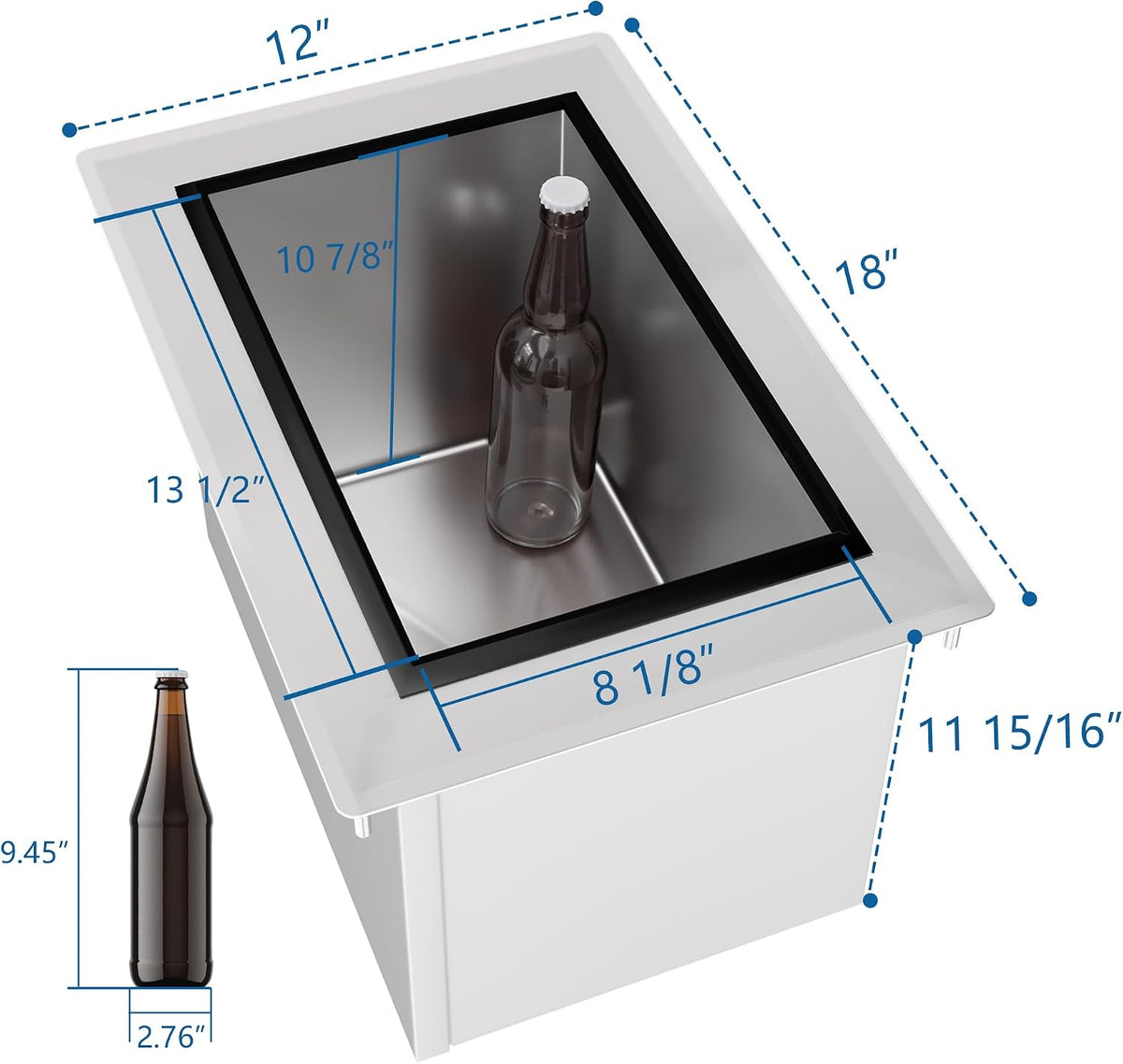 HARDURA Drop-in Stainless Steel Ice Bin