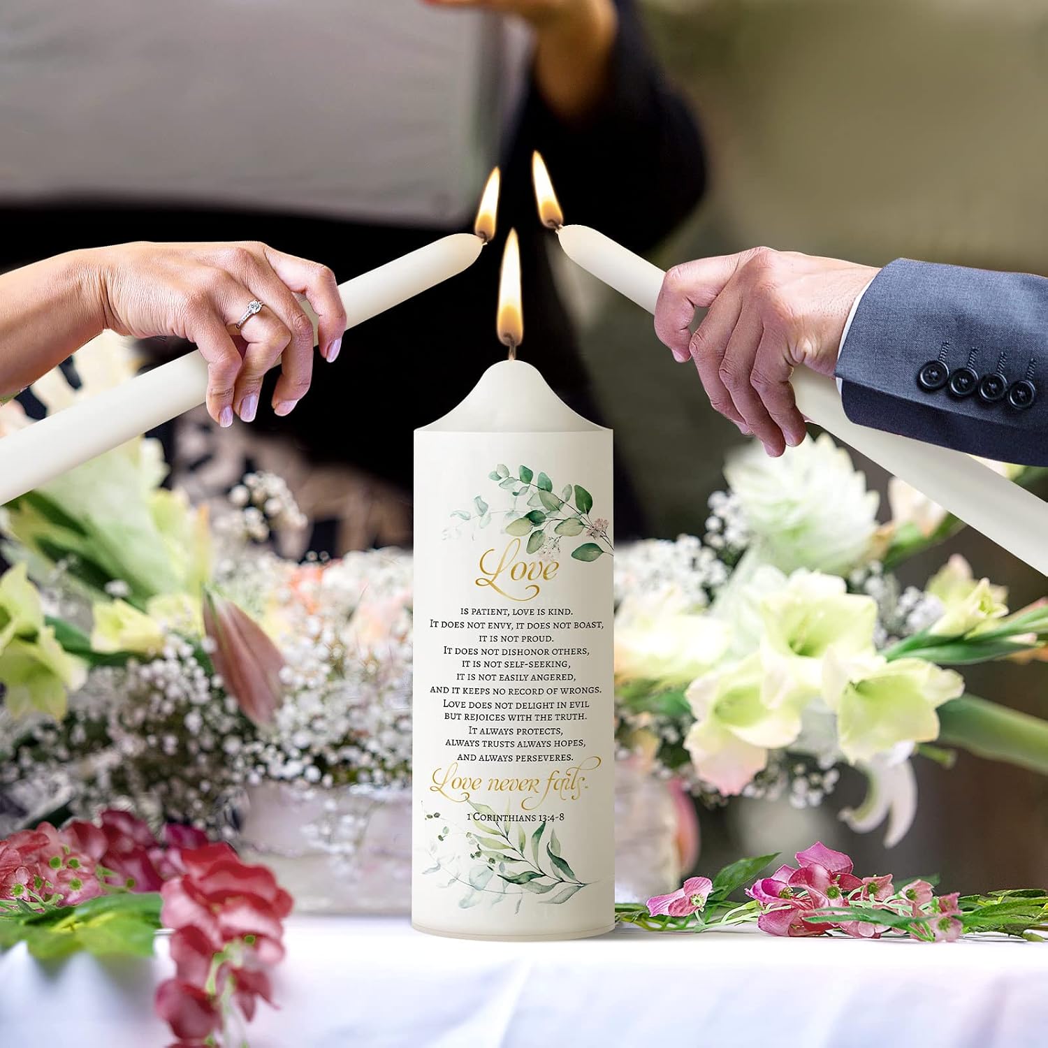 3 Pcs Unity Candle Set for Wedding Ceremony,Leaf Style