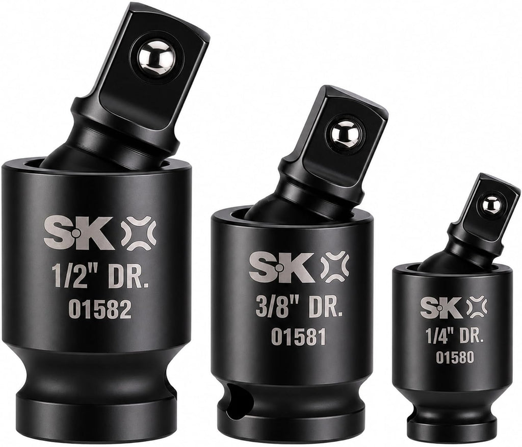 SK Pinless Impact Universal Joint, Swivel Socket Adapter Set 1/4" 3/8" 1/2"