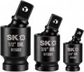 SK Pinless Impact Universal Joint, Swivel Socket Adapter Set 1/4" 3/8" 1/2"