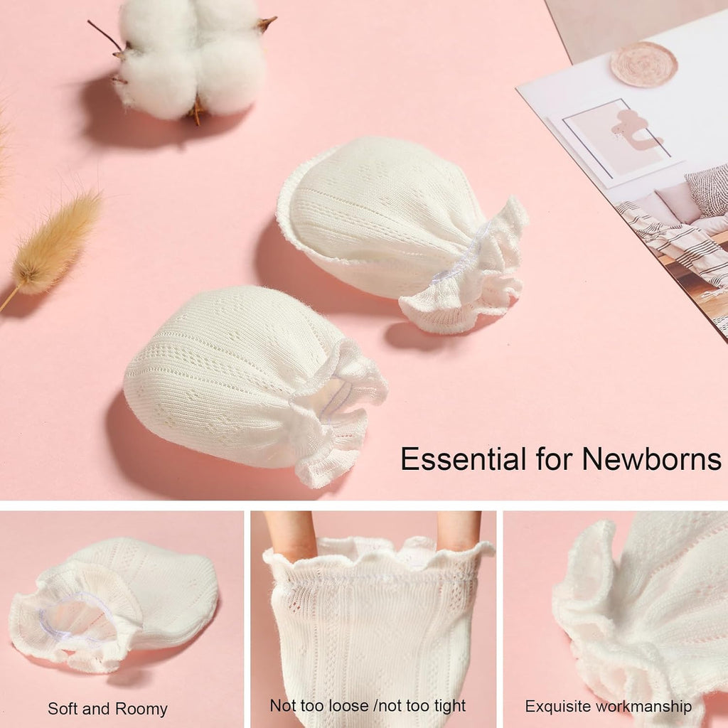 Baby Mittens Newborn Girl 0-6 Months No Scratch Ruffle Mesh 5-Pack