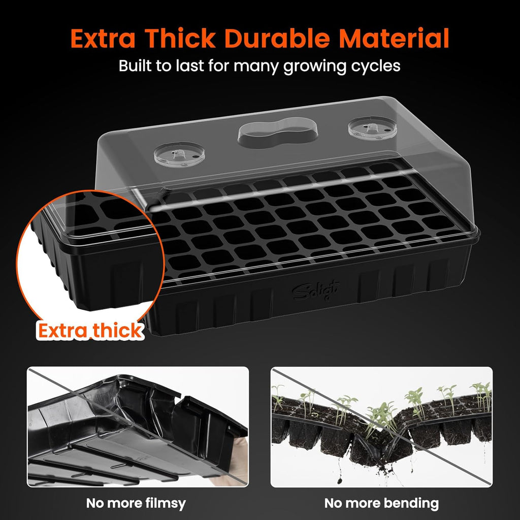 3 Set 60-Cell Seed Starter Kit with Domes, Cell Trays and Heat Mats | Cloning, Propagation and Germination Station