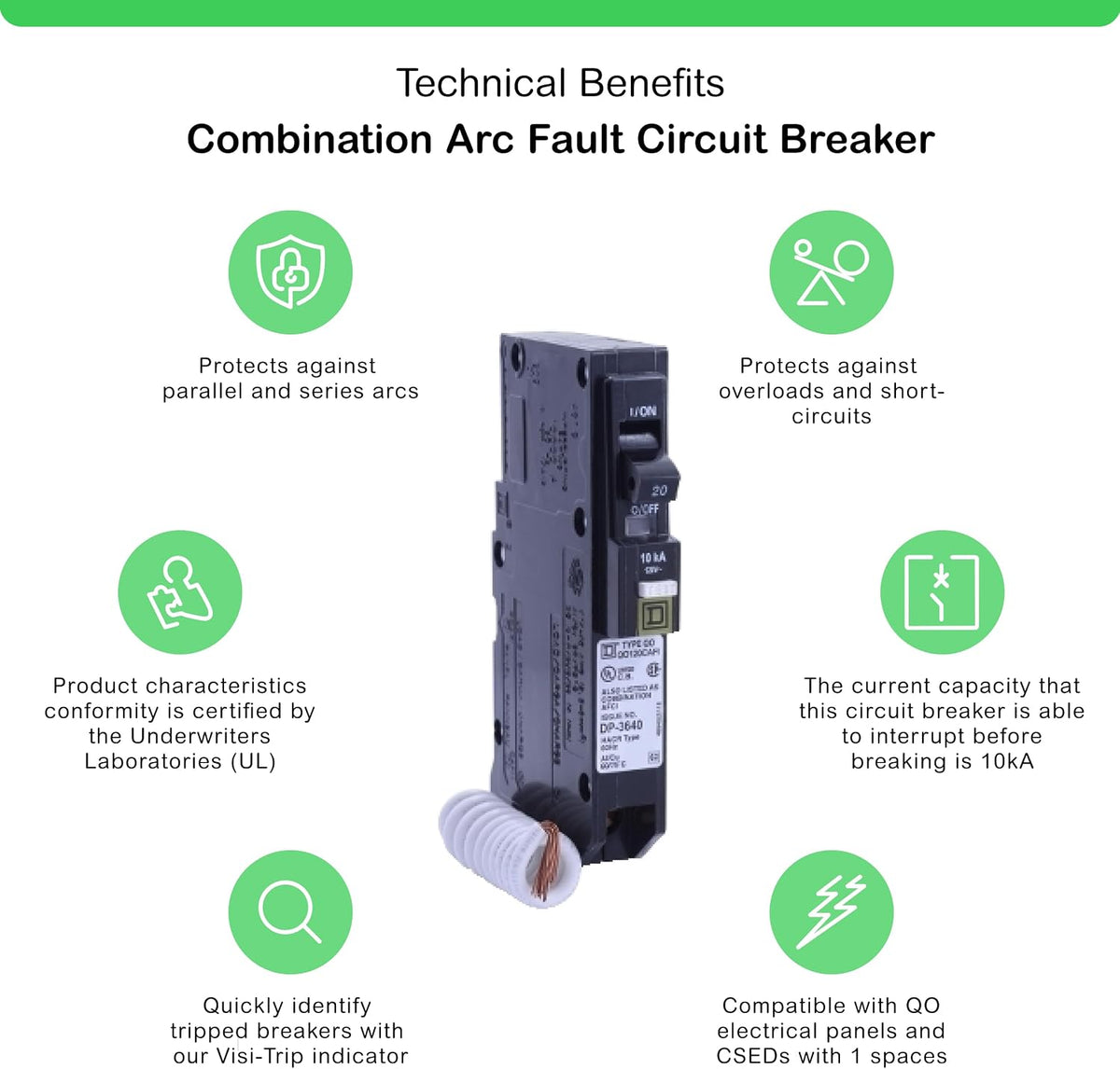 Square D QO120CAFI QO 20A Arc Fault Breaker