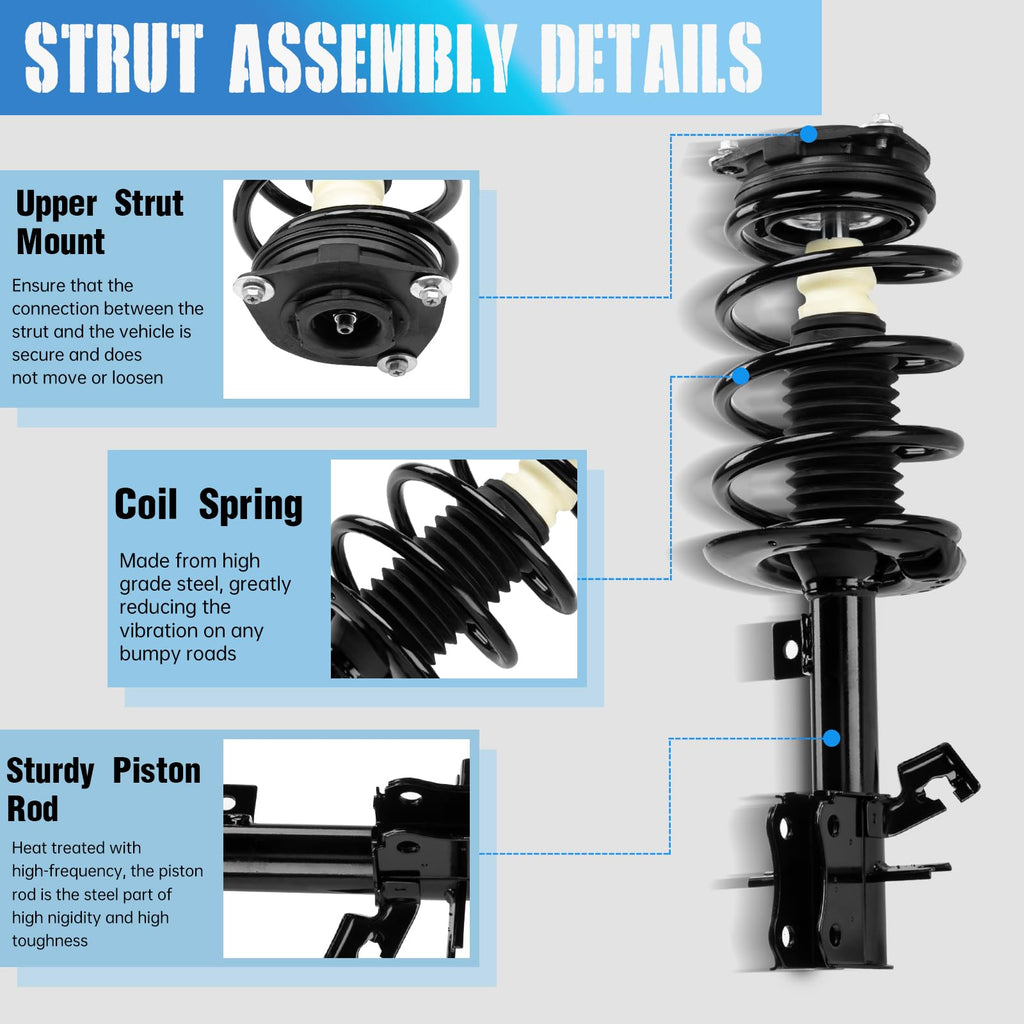 TRIBLE SIX Front Struts Assembly w/Coil Spring, 172378 172379,Set of 2