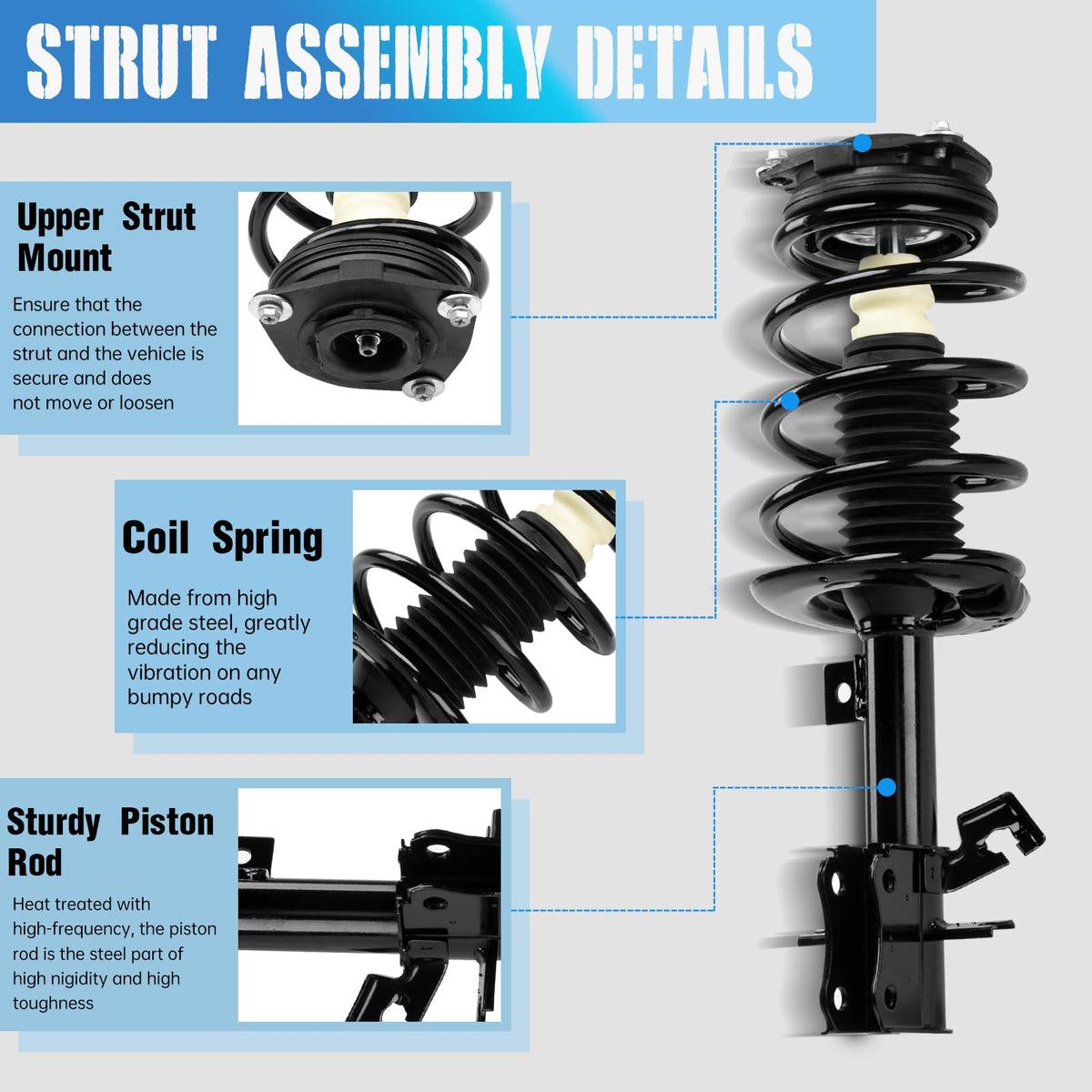 TRIBLE SIX Front Struts Assembly w/Coil Spring, 172378 172379,Set of 2