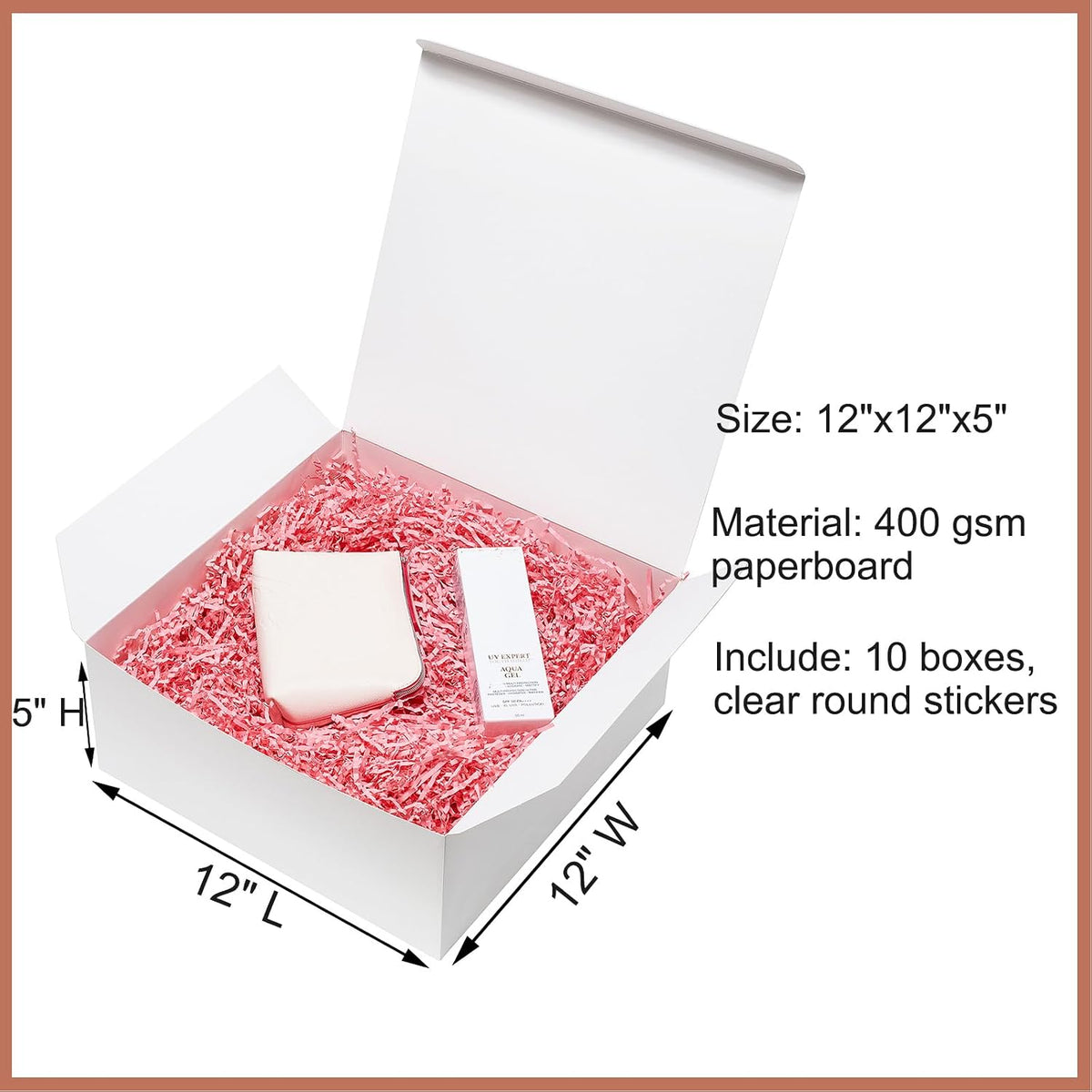12x12x5 Large Gift Boxes with Lids 10 Pack Bridesmaid Proposal Box