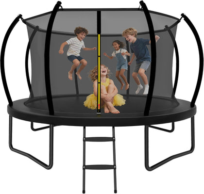 14FT Trampoline Outdoor for Kids with Safety Enclosure Net and Ladder, ASTM Approved Recreational Trampoline