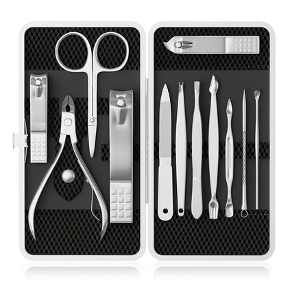Manicure, Pedicure Kit, Nail Clippers Set of 12Pcs, Professional Grooming Kit, Nail Tools with Luxurious Travel Case