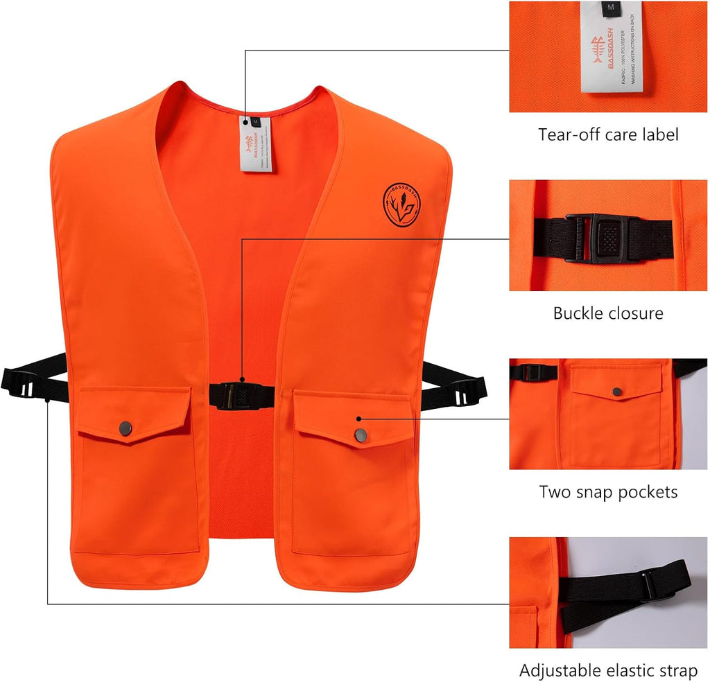 Blaze Orange Hunting Safety Vest & Baseball Hat Unisex Highly Visible Water Resistant Quick Dry for Fishing Hiking