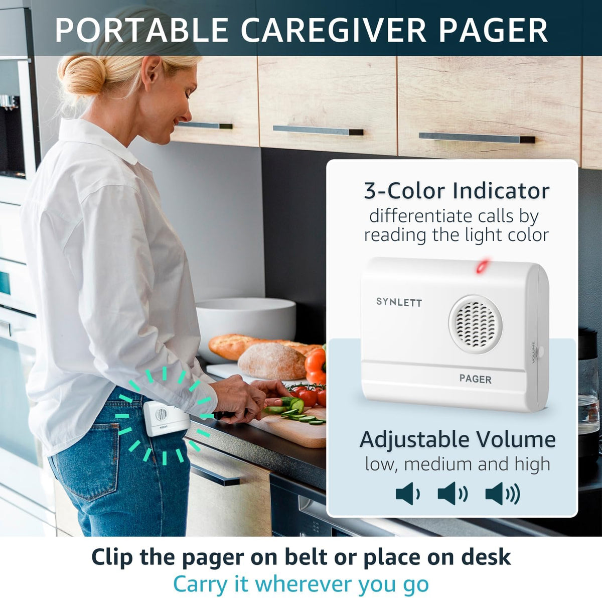 Wireless Bed Alarm with Motion Sensor and Caregiver Pager