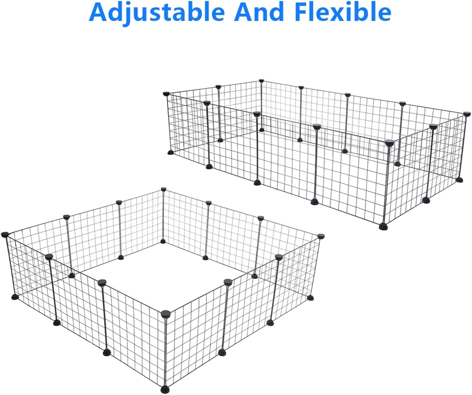 12 x Metal Panels (14 x 14)，Pet Playpen Exercise Cage, DIY Metal Wire Fence, Indoor Small Animal Enclosure, Black