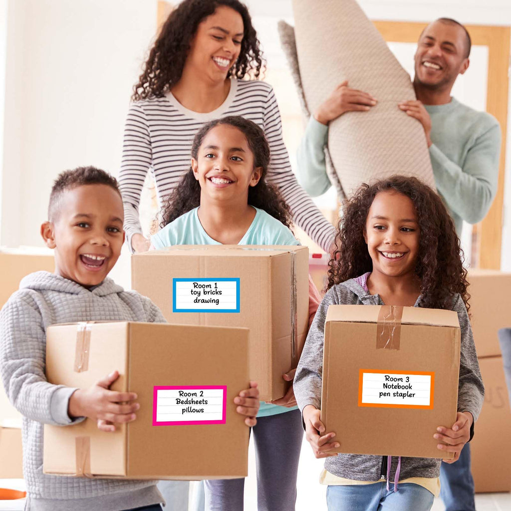 6 x 3 inch Large Moving Labels for Boxes, 180 Pcs 8 Color Coded Moving Stickers, Waterproof Blank Moving Boxes Labels