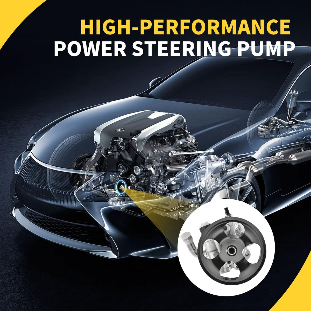 New Power Steering Pump Compatible with Toyota Camry 2002-2009 l4 2.4L Sedan, Solara 2002 2003 2004 2005 2006 2007 2008 l4 2.4L Coupe/Convertible Replace # 21-5245, 96-5245