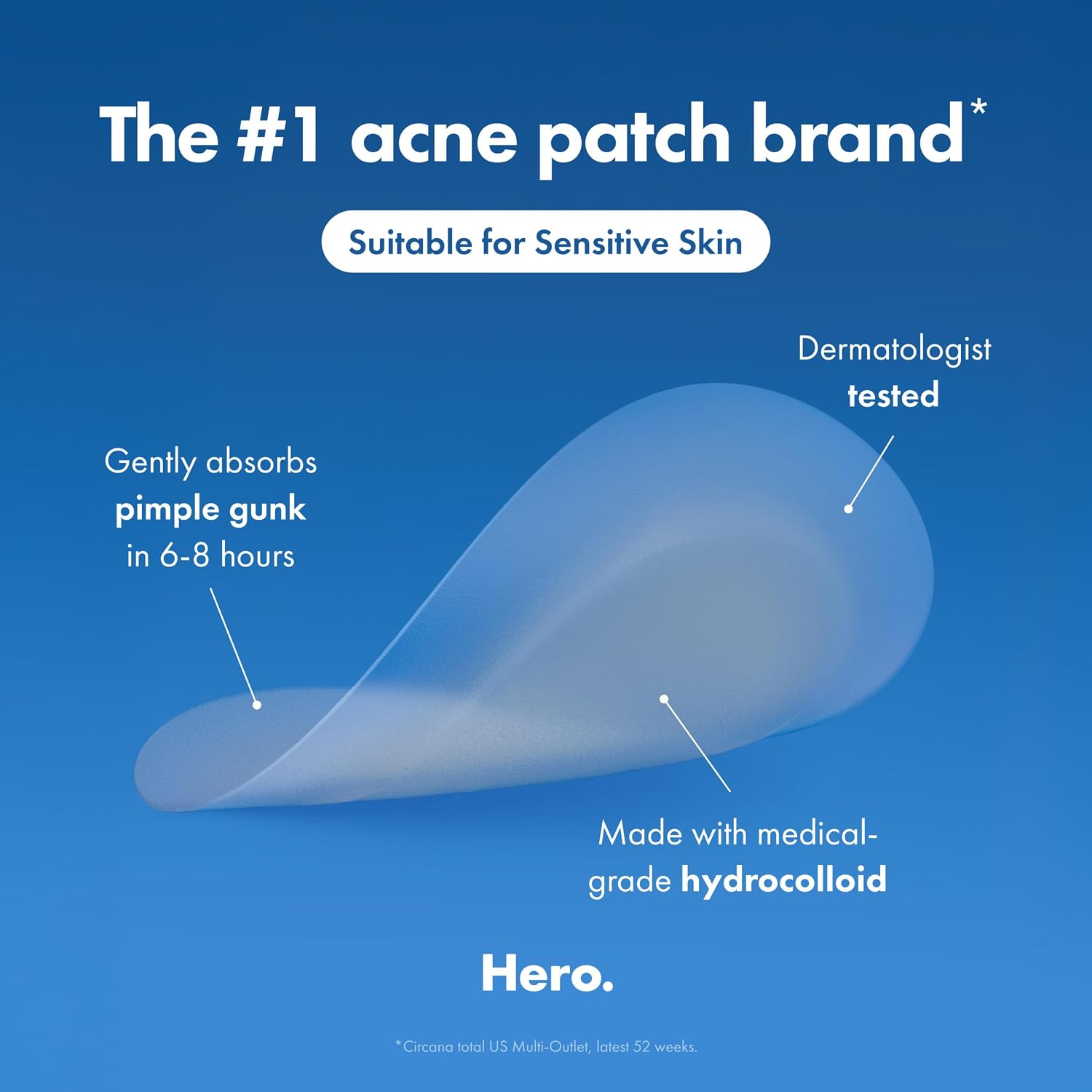 Hero Cosmetics Mighty Patch Invisible+ Daytime Acne Pimple Patch, 72 Ct | Barely-There Hydrocolloid Patch for