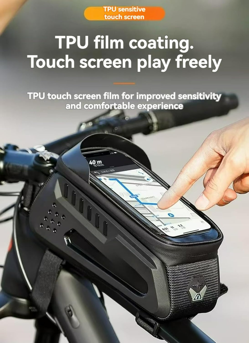 Bicycle Bag Front Beam Mount Hardshell & Versatile 2L Capacity Water-Resistant Sun-Shielded Shockproof