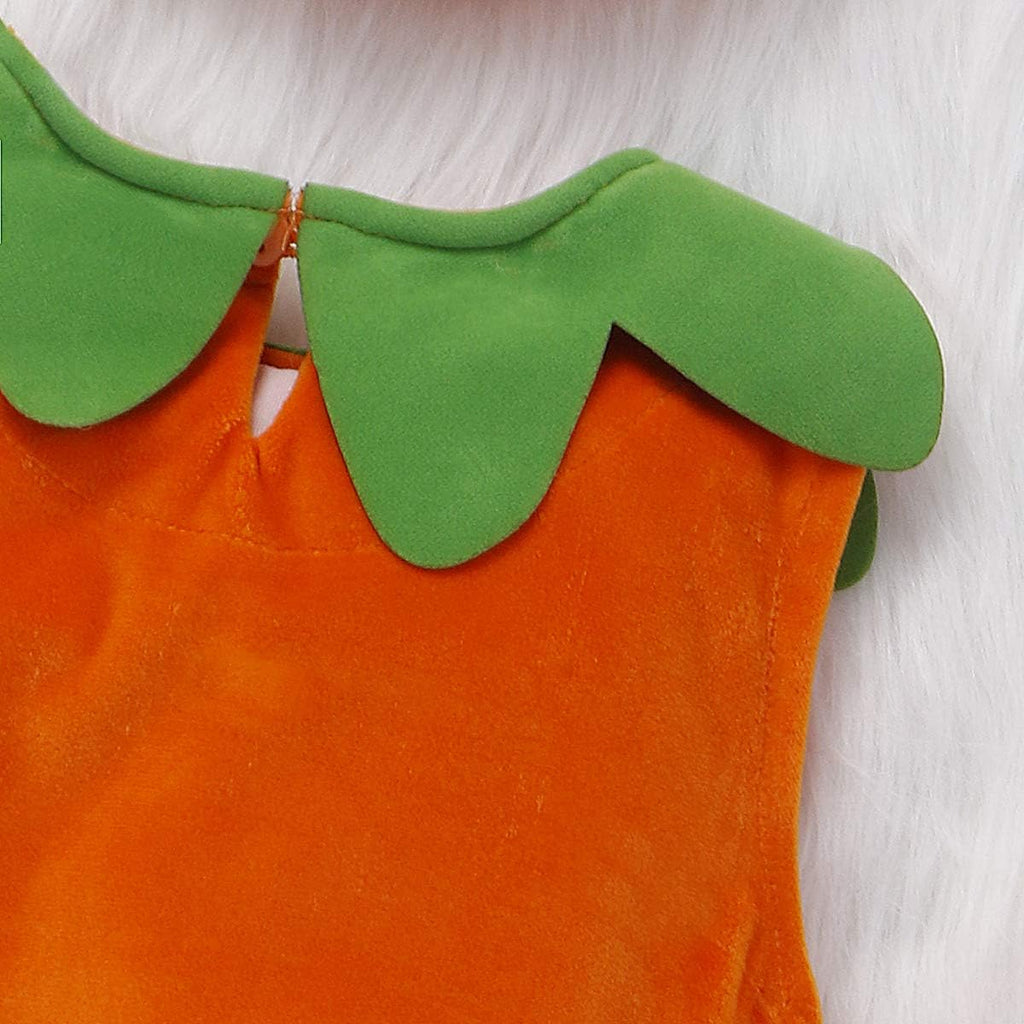 Toddler Baby Boy Girl Halloween Outfit Pumpkin Bodysuit Halloween Costumes Romper Tops Hat Footies