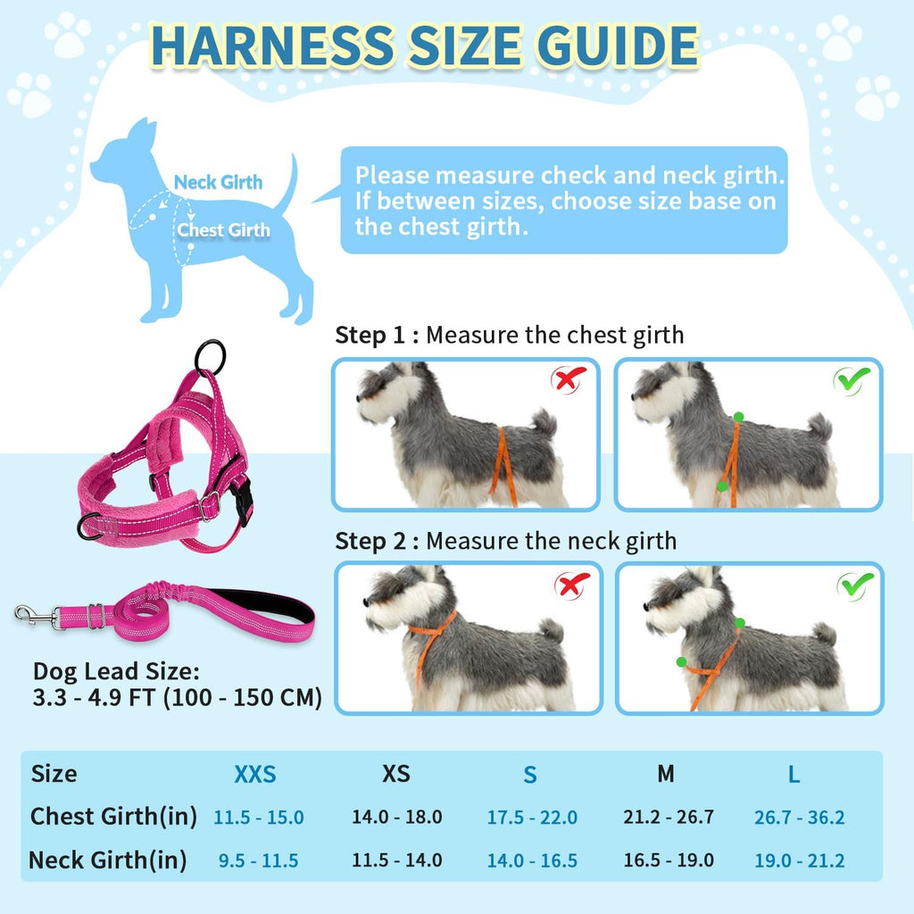 No Pull Small Dog Harness and Leash Set, Puppy Soft Vest Harness Neck & Chest Adjustable, Reflective Lightweight