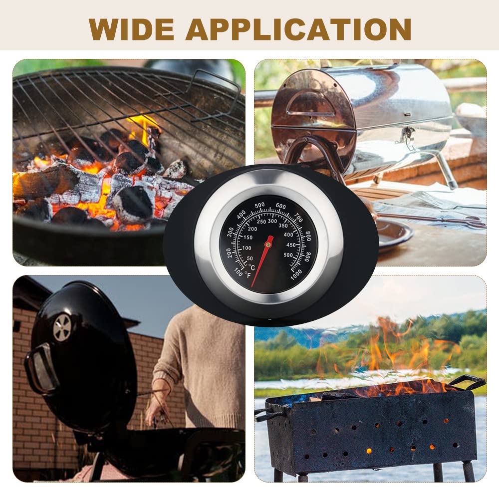 3" Face 1000F Charcoal BBQ Thermometer,1PC Barbecue Temperature Gauge