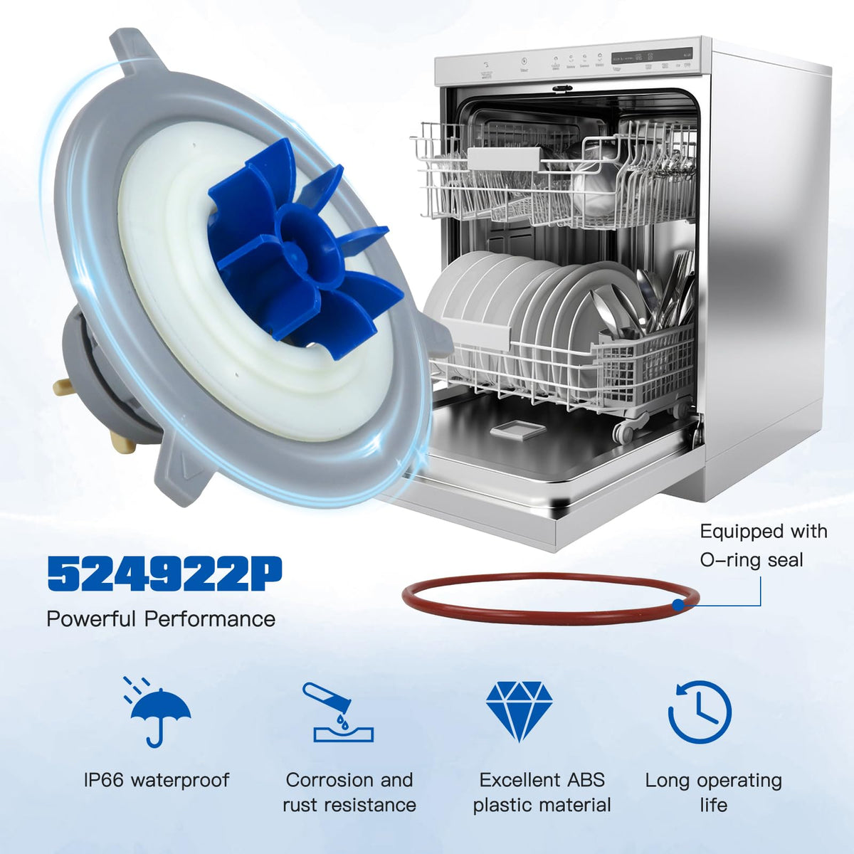 Vicue 524922P 518712P Motor Rotor Assembly Dishwasher Drawer Pump Motor Compatible with Fisher and Paykel DD24DCTW9, DD24DCTB9, DD24DCTX9, DD24DCHHTX9, DD24SAW9, DD24SAB9, DD24SAX9, DD24SCTW9