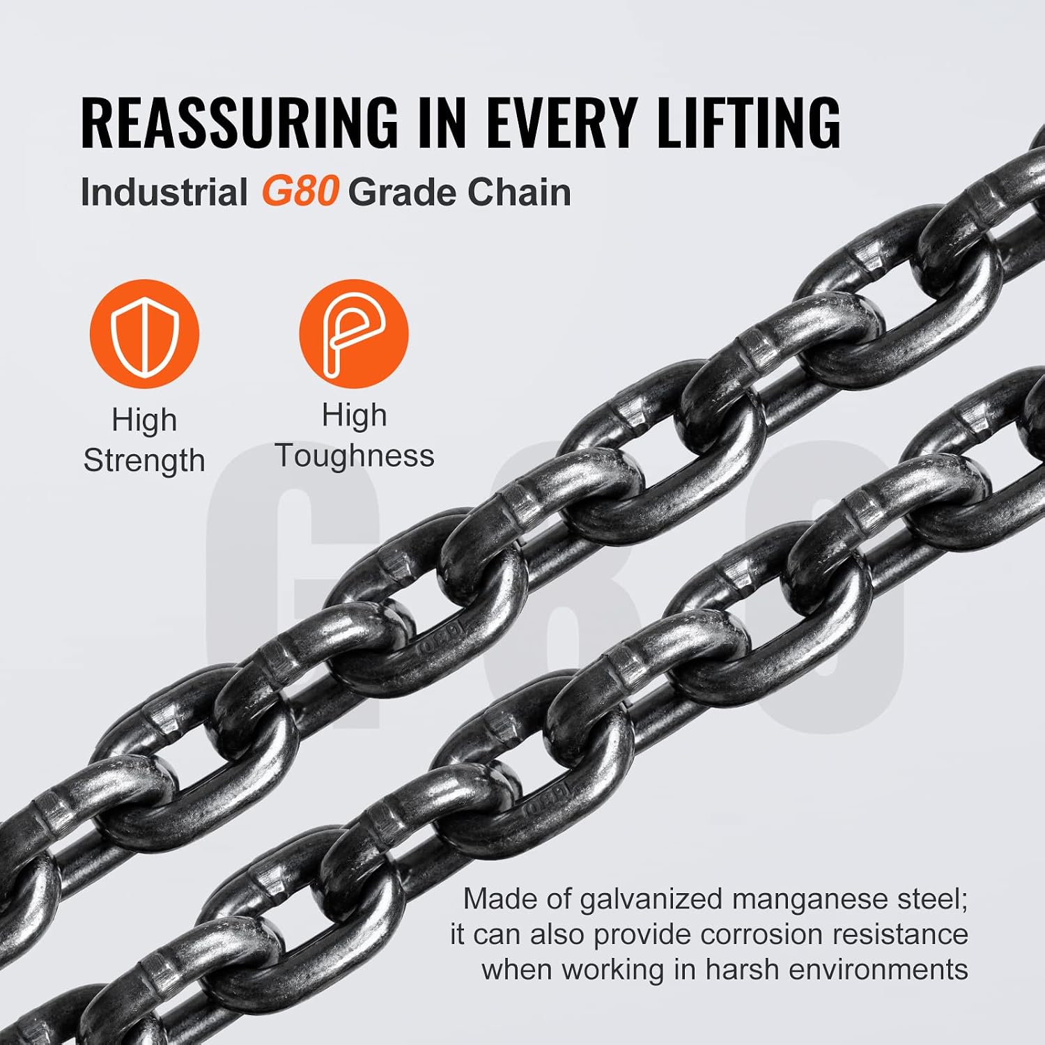 Hand Chain Hoist, 2 Ton 4400 lbs Capacity 10 FT Come Along, G80 Galvanized Carbon Steel with Double-Pawl Brake, Auto