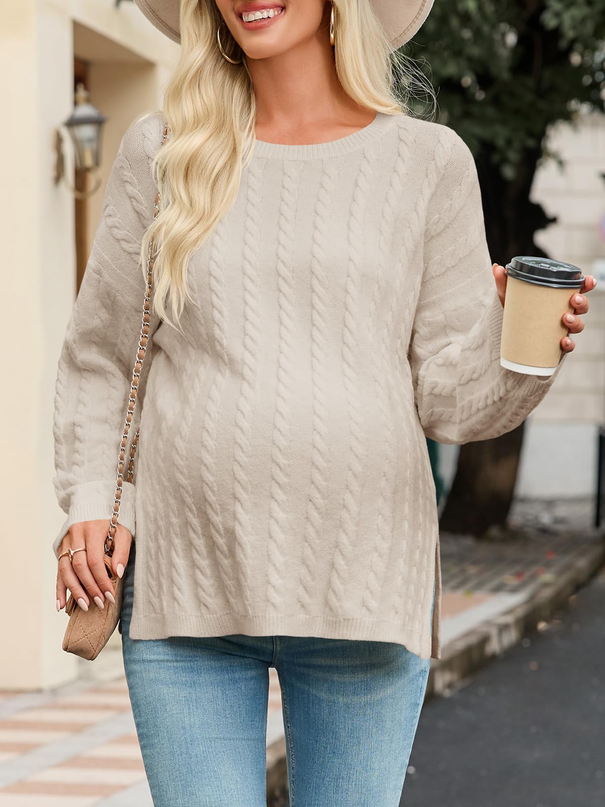 Womens Maternity Sweater Tops Apricot