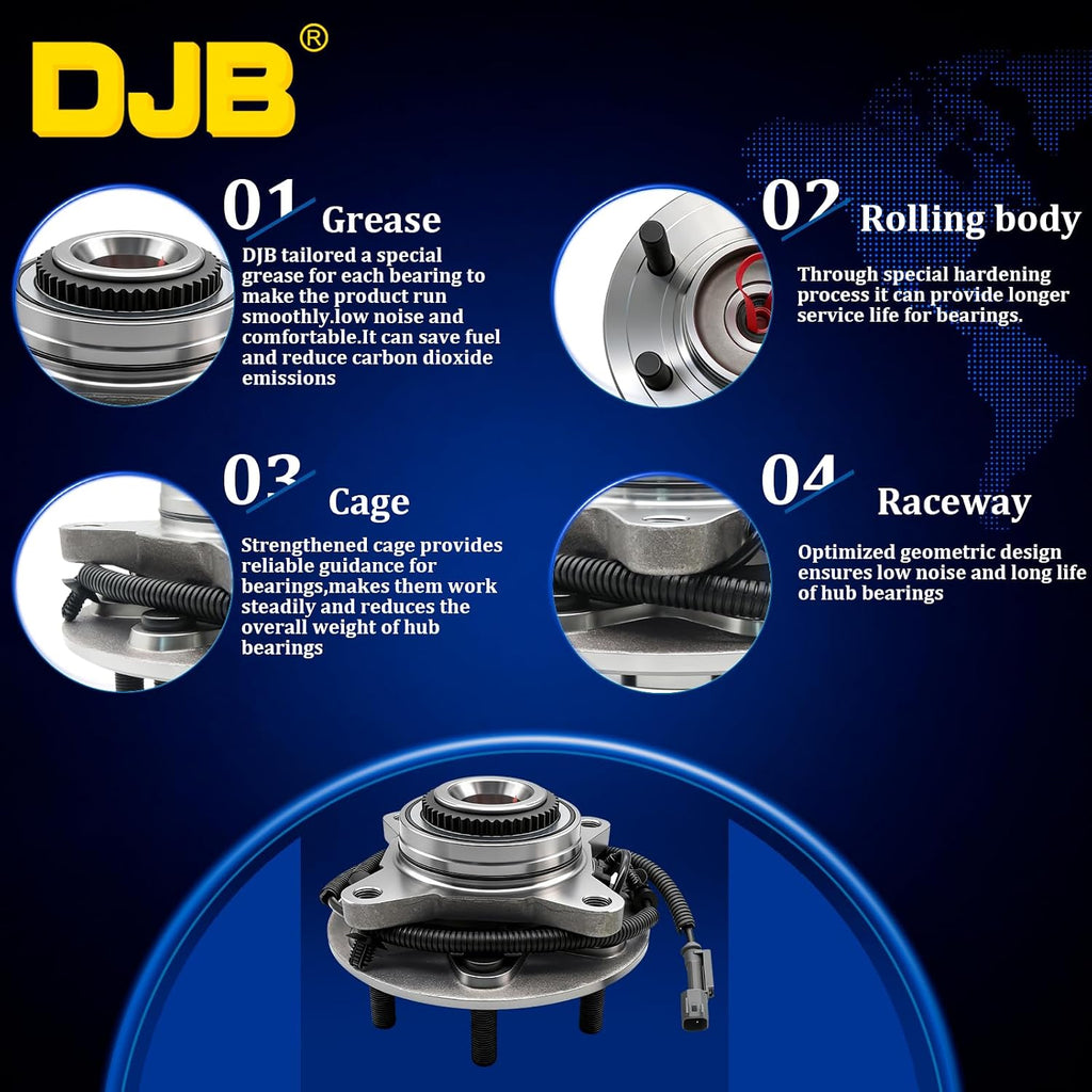 DJB 515177 4WD Front Wheel Bearing Hubs Assembly for 2018-2020 Ford F-150