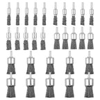Mixiflor 30 Pack Wire End Brush Set, 6 Sizes 0.012" Crimped Carbon Steel Wire Wheel Drill with 1/4 Inch Hex Shank