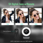 Streaming Webcam with Microphone, USB 1080P Web Cam w/Ring Light | Remote Control, 1080P@60FPS, 5X Digital Zoom
