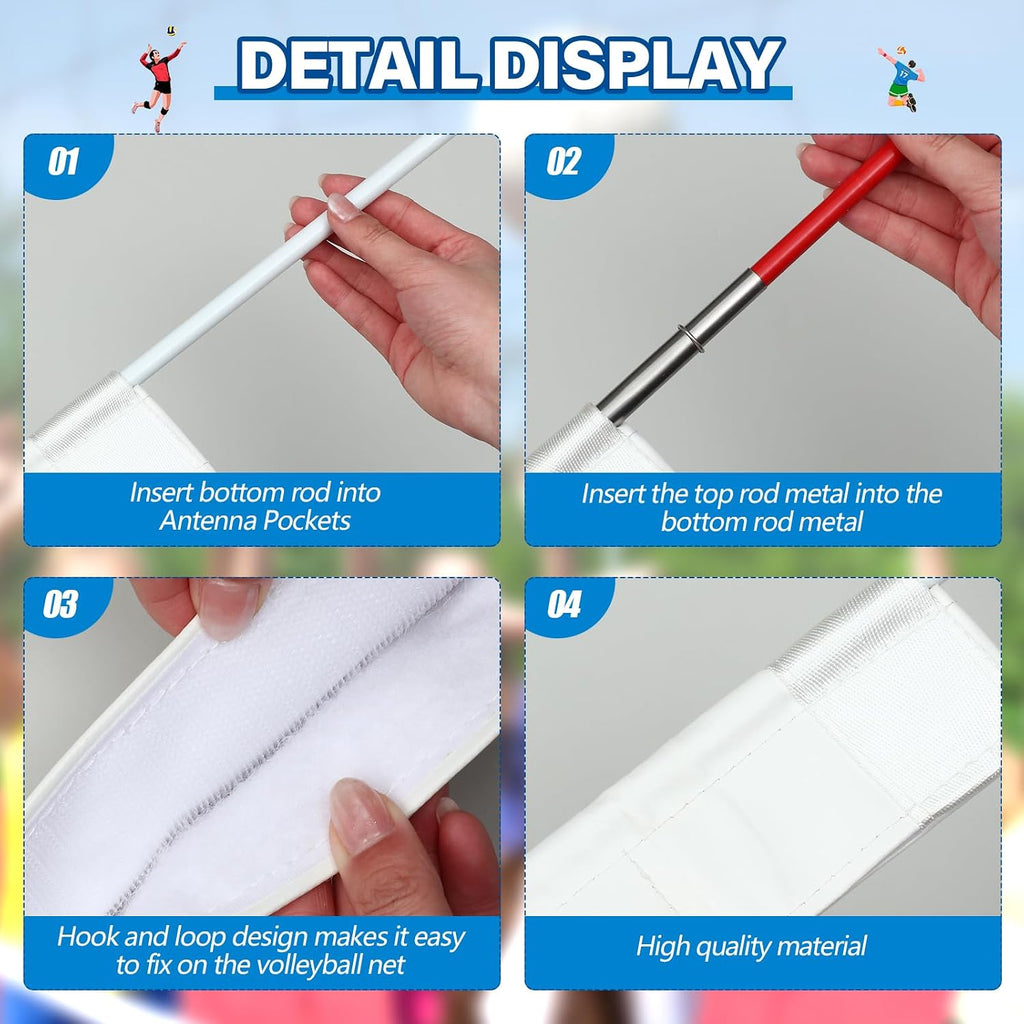 Volleyball Antenna Pole Set Volleyball Training Equipment Beach Sports Indoor Outdoor Accessories Fiberglass