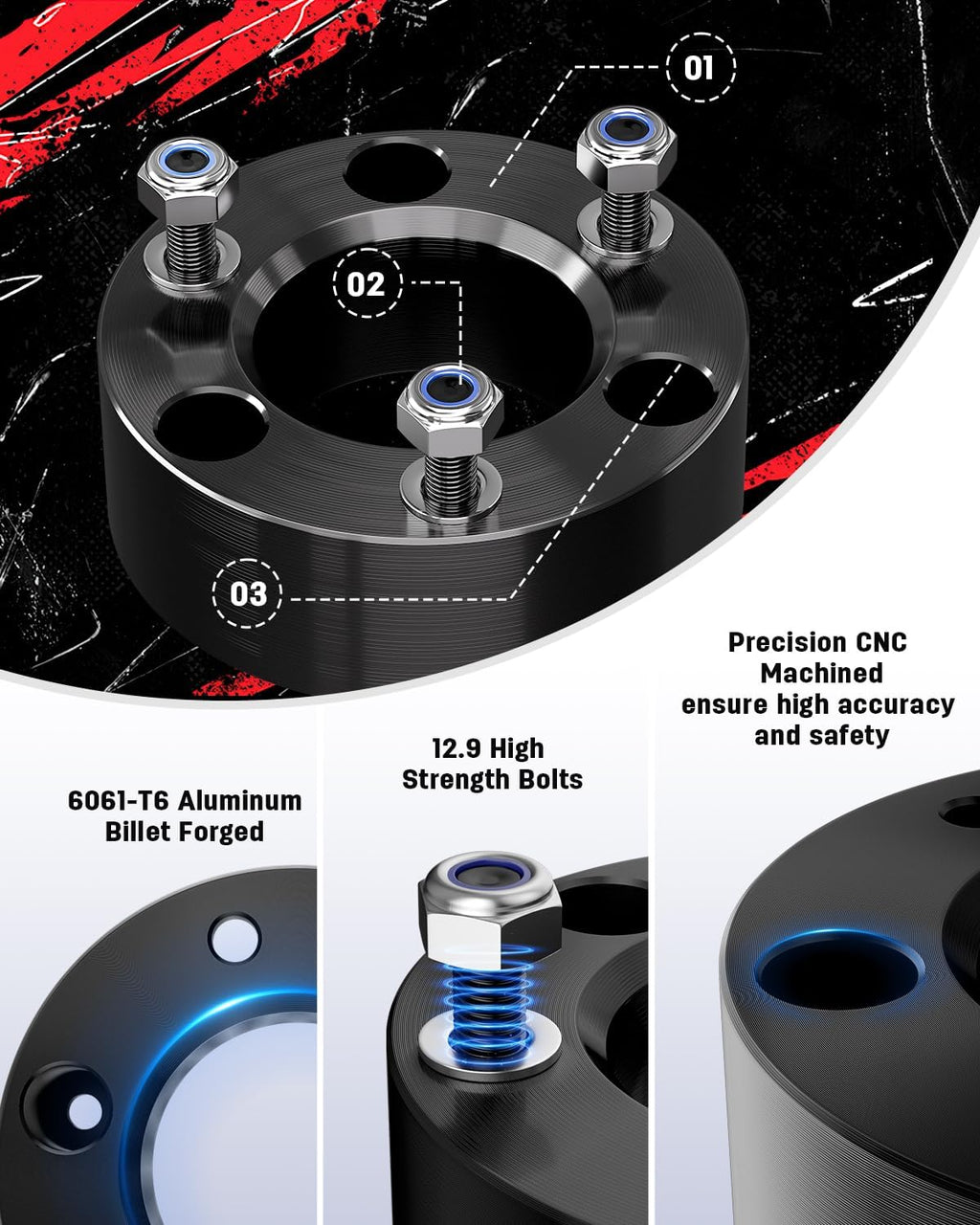 Richeer 3" Front and 2" Rear Leveling Kits for 2005-2023 Frontier 2WD 4WD