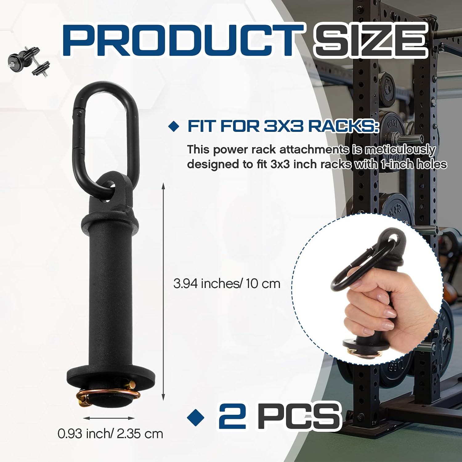2 Pack Power Cage Squat Rack Home Gym Equipment Attachments Accessory Fits 3x3 Rack with 1" Hole for Power Strength