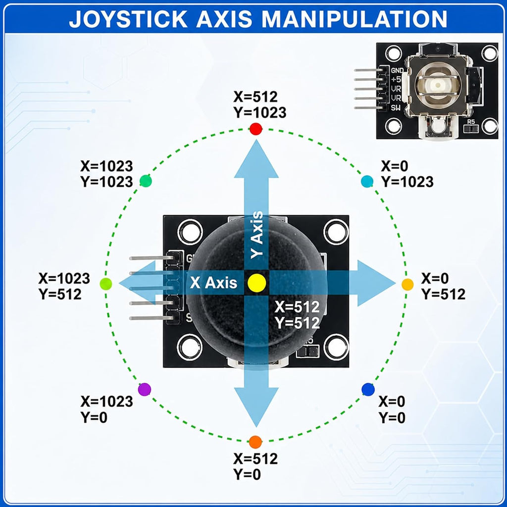 5-Pack Joystick Module KY-023, Dual-Axis XY Analog