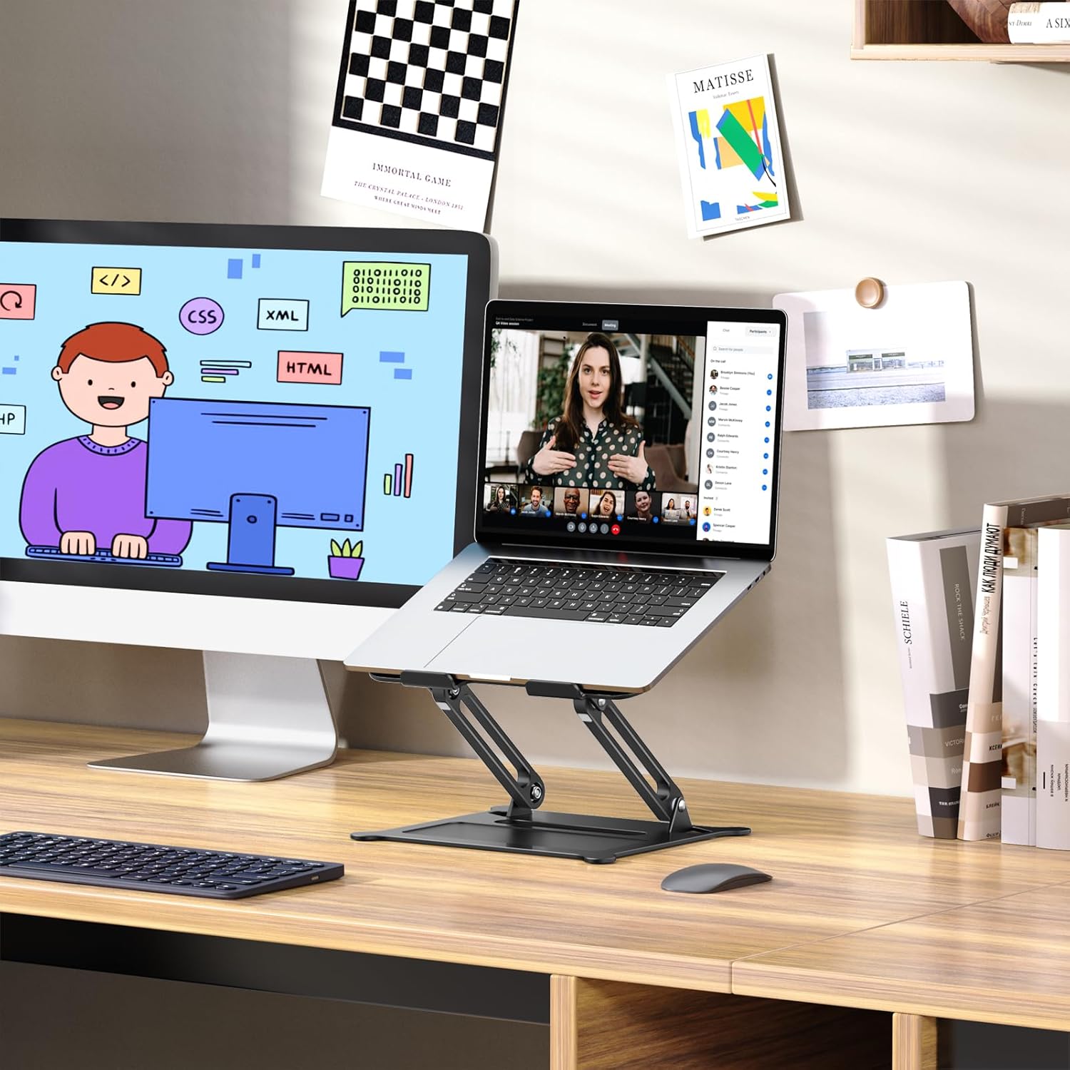 Aluminum Laptop Stand, Portable Laptop Riser, Adjustable Laptop Stand for Desk Foldable, Ergonomic Computer Notebook