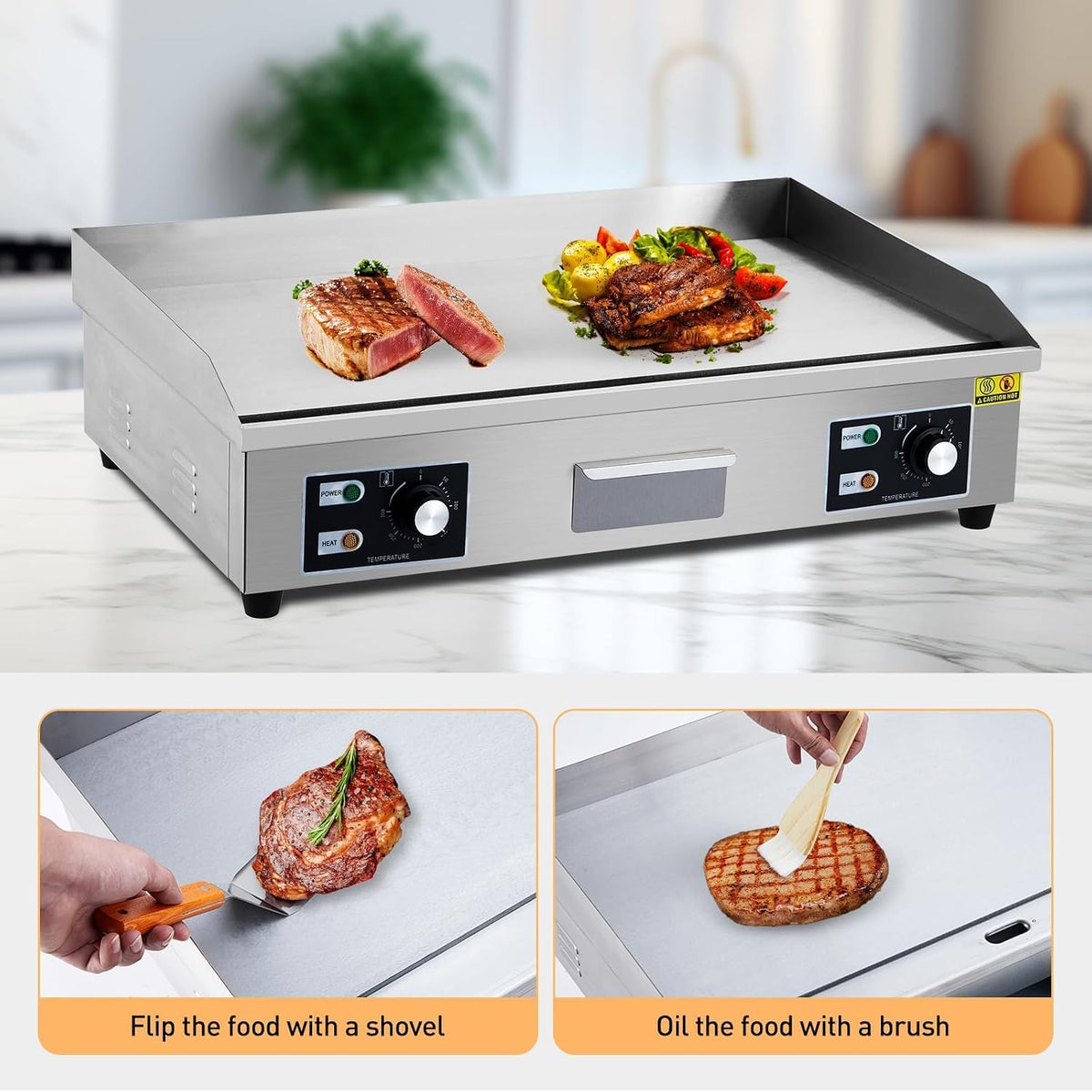 29 In Commercial Electric Griddle, Flat Top Grill Countertop Griddle