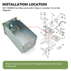 W11190039 Coin Box Lock for Whirlpool Commercial Laundry Washers, 2 Keys
