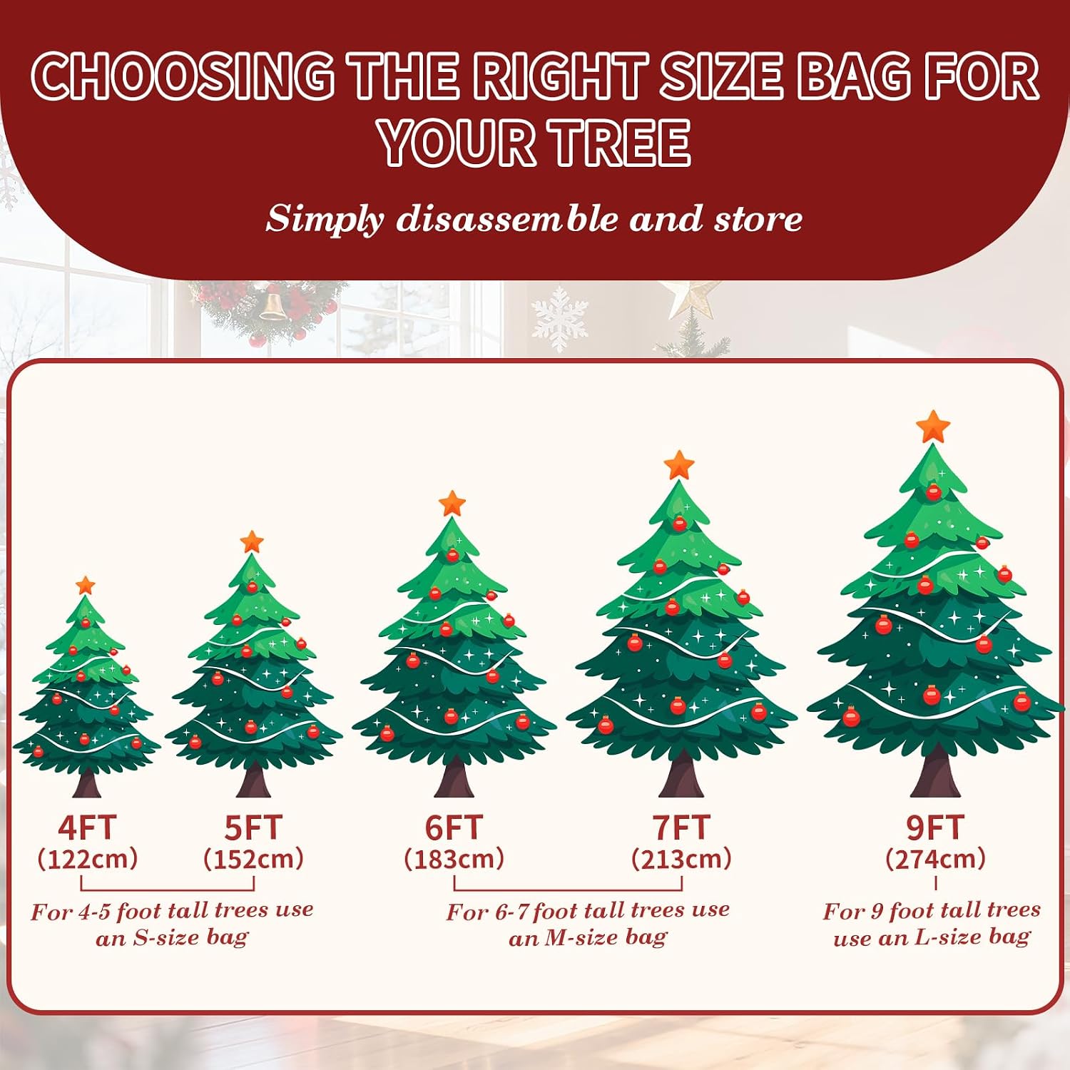 9 ft Christmas Tree Storage Bag, Heavy Duty Christmas Tree Bag with Reinforced Handles and Dual Zippers Wide Opening