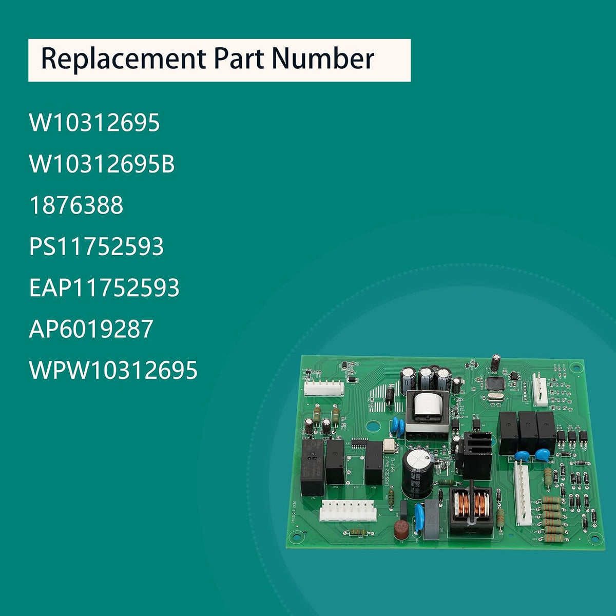 Upgraded W10312695B, WPW10312695, W10312695 Refrigerator Control Board