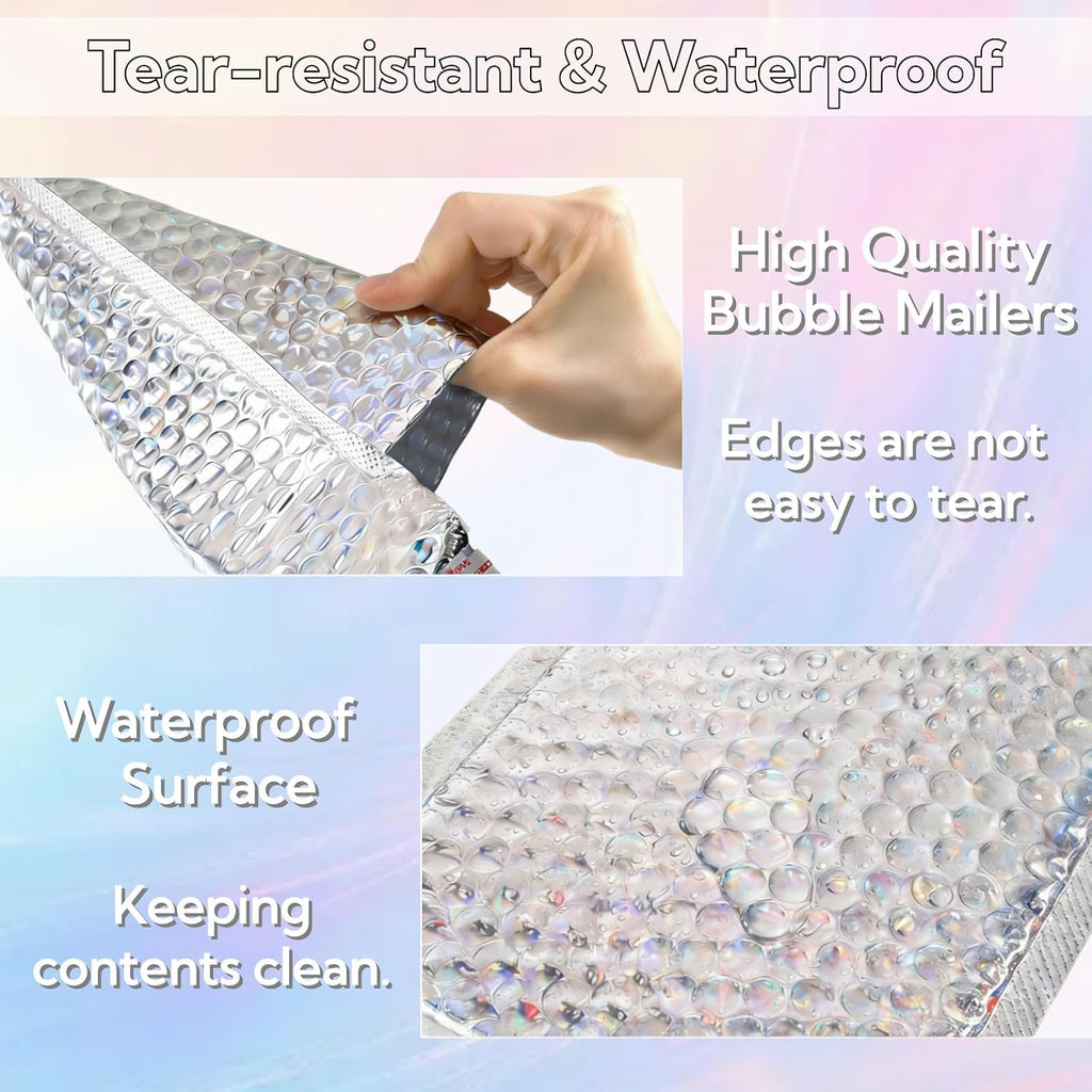60 Pack Holographic Bubble Mailers, 6 x 9.5 Inch