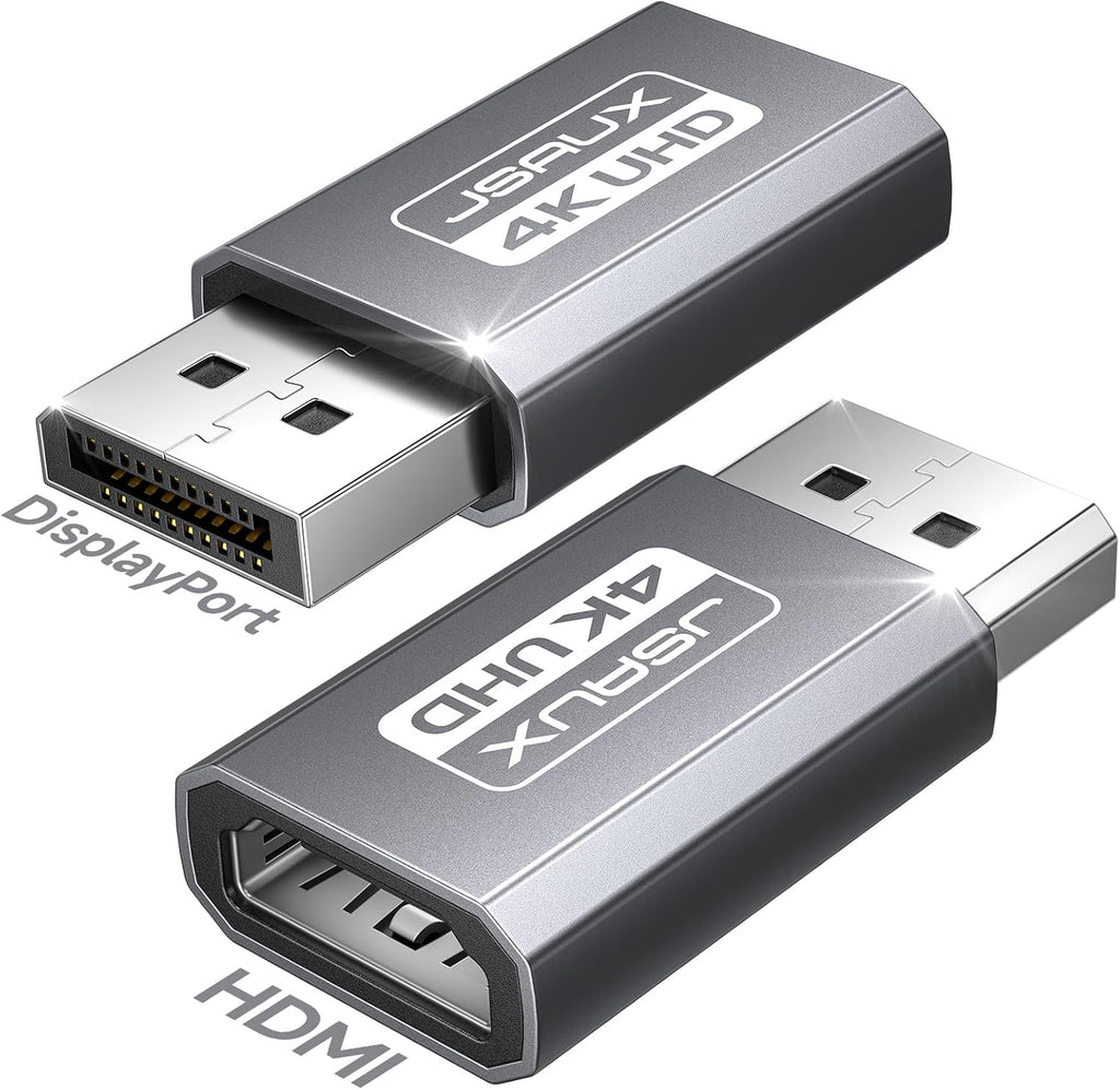 4K DisplayPort to HDMI Adapter 2 Pack, Uni Directional DP Source to HDMI Display Converter, 4K@30Hz, 2K@60Hz