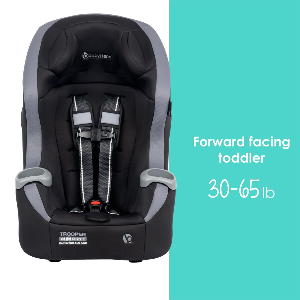 Trooper Slim 3-in-1 Convertible Car Seat, Dash Black – Slim Fit, 3-in-1 Growth Modes, Lightweight Design, Adjustable