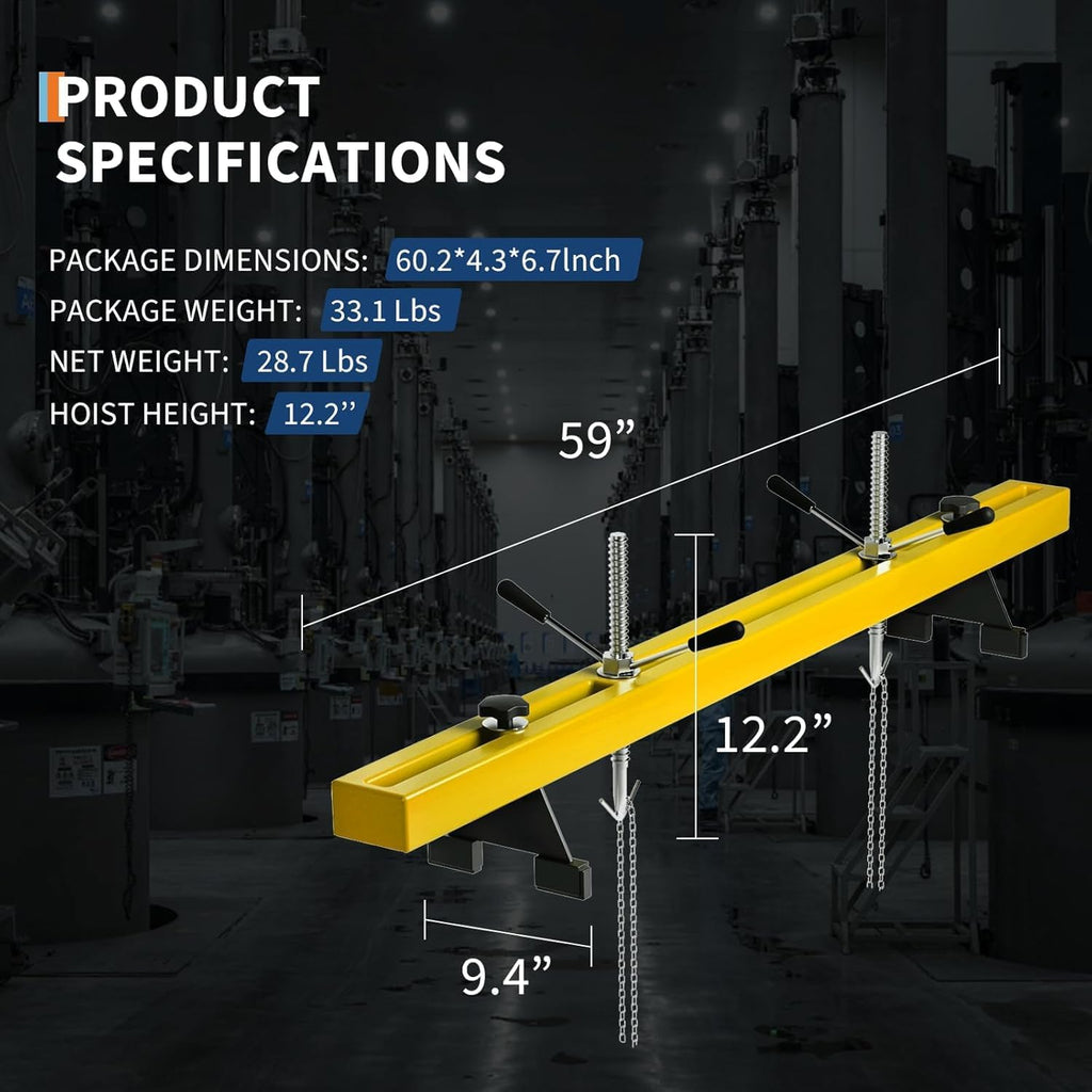 2 Ton Folding Hydraulic Engine Hoist with 59 in Load Leveler 4400 LBS Capacity Heavy Duty Cherry Picker 6 Swivel